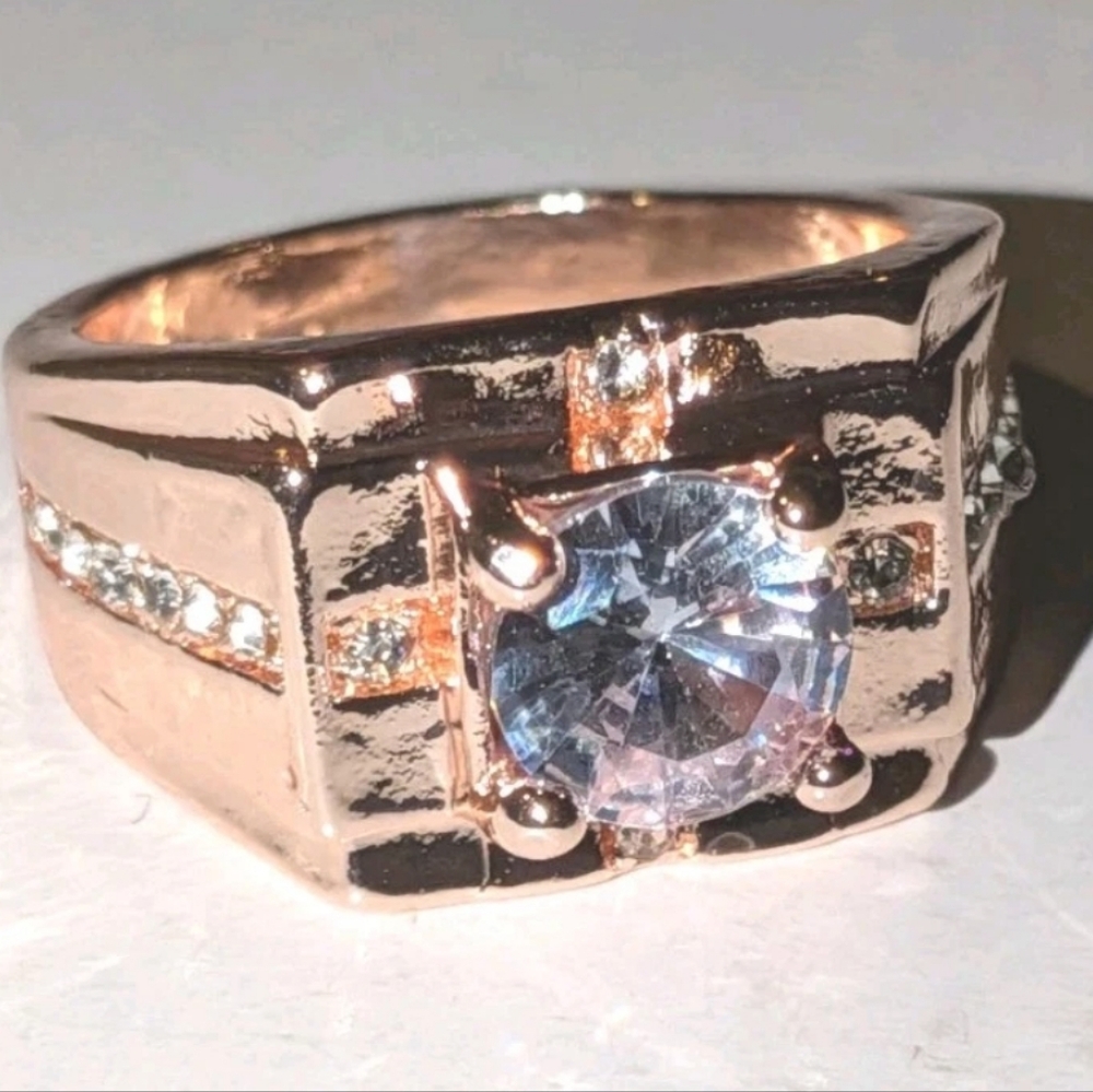 3CT Round Cut Lab Created Diamond Men's Ring 14K Rose Gold Plated